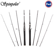 Spinpoler 2019 4-pieces 6'6'' Travel Carbon Casting/Spinning Salt/Fresh Water Portable Fuji Fishing Rod With Tube Case - fishingtools-co