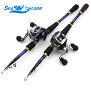 NEW 1.8M 2.1M 2.4M 2.7M Carbon Casting Rod and Spinning Reels Lure Set Trout Rod telescopic Travel fishing M power fast pole - fishingtools-co
