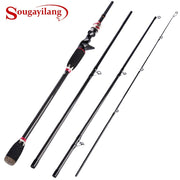 Sougayilang Carbon Fiber Rod Baitcasting Spinning Fishing Rod 4 Sections 2.1M Lure Rod Freshwater Salt Water Casting Travel Rod - fishingtools-co