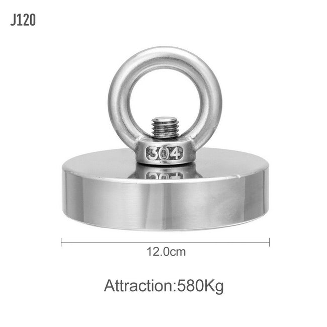 FISHING MAGNET 255LB Super Strong Neodymium Round Strong Powerful Treasure Hunt - fishingtools-co