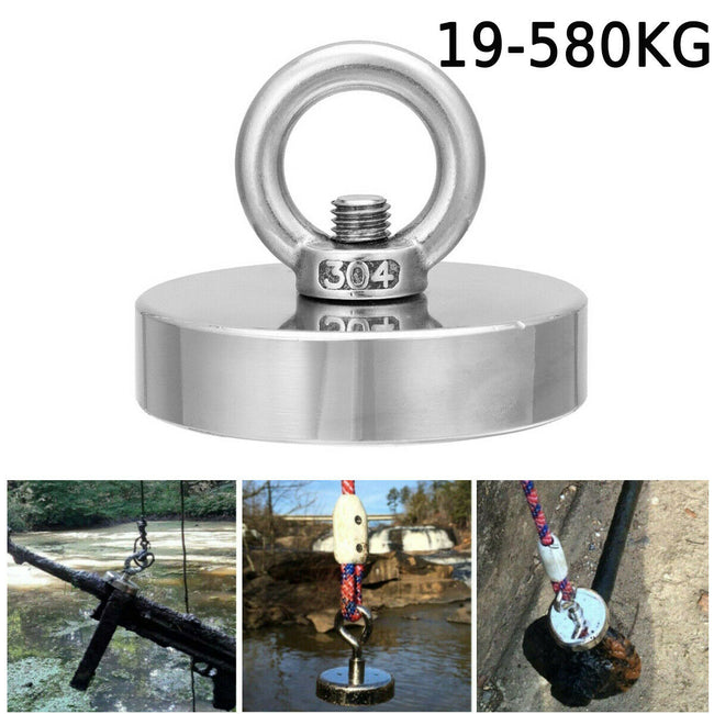 FISHING MAGNET 255LB Super Strong Neodymium Round Strong Powerful Treasure Hunt - fishingtools-co