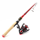 1.6M-2.7M wooden handle Carbon Fishing Rod Telescopic wooden handle Spinning Fishing Rod and Spinning Reels Multifunction set - fishingtools-co