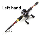 NEW 1.8M 2.1M 2.4M 2.7M Red lure Casting Rod and Casting Reels Set carbon lure fishing pole telescopic Trout rod lure - fishingtools-co