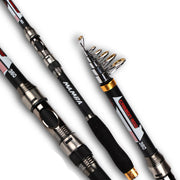 MAMBA CARBON Fiber Fishing Rod Telescopic spinning rods 2.1m/2.4m/2.7m/3.0m//3.6m Spinning Rod Superhard for Fresh Salt Water - fishingtools-co