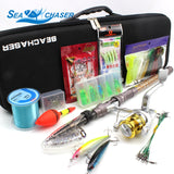 2018 NEW All fishing Telescopic Fishing Rod Reel Combo Full Kit Outdoor Fishing Spinning Reel Pole Set Fish Line Lure Hook Bag - fishingtools-co