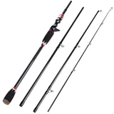 Sougayilang Carbon Fiber Rod Baitcasting Spinning Fishing Rod 4 Sections 2.1M Lure Rod Freshwater Salt Water Casting Travel Rod - fishingtools-co