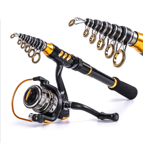 High carbon salt water telescopic fishing rod super short super hard fishing rod carbon 1.5-2.4m fishing rod rotary fishing rod - fishingtools-co